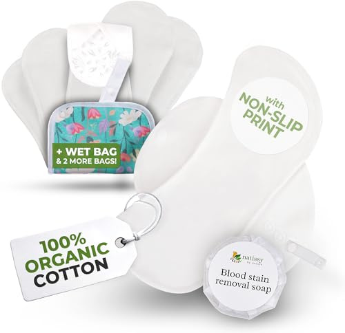 Non-Slip, (Premium) Reusable Sanitary Pads for Light Flow (6 Pack S+M) - Leak Proof & Odour Free Cotton Cloth Pads for Women & Teens - High-Temp Washable, Soft & Skin-Safe for All-Day Period Comfort