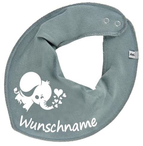 HALSTUCH mit Namen oder Text personalisiert für Baby oder Kind aus Baumwolle in Einheitsgröße Elefant