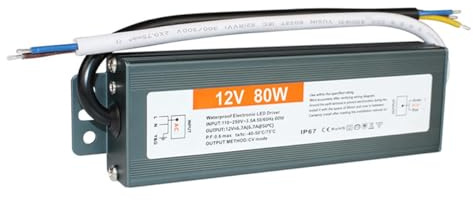 Namvo Led Transformator 12V 80W Wasserdichter Led Treiber für MR16 GU5.3 MR11 G4 Glühbirnen und LED Streifen
