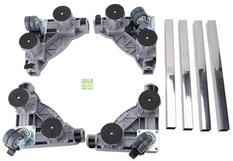 Niiyen Waschmaschinenrolle, Waschmaschinen Untergestell mit Bremse, PVC Möbelrollen Easymove Feststellbar, 360 drehbar Furniture Mover beweglicher Möbelsockel für Kühlschrank