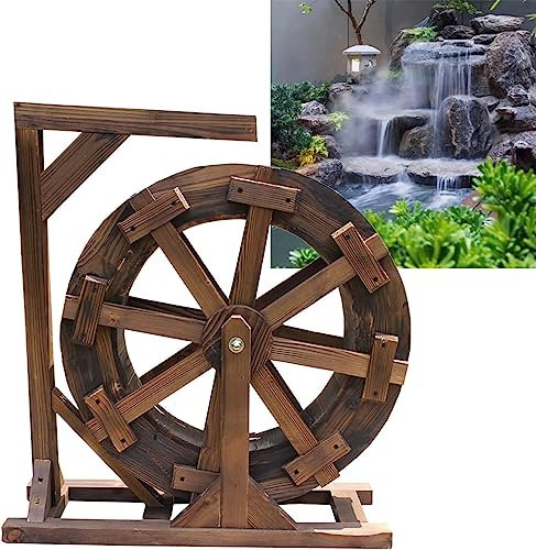 XNYXLPP Holz-Wasserrad-Brunnen, Gartenbrunnen, Dekoration, Wasserlandschaft, Wasserfall, Wasserpumpe, Holz-Design-Brunnen (30cm(11.8inch))