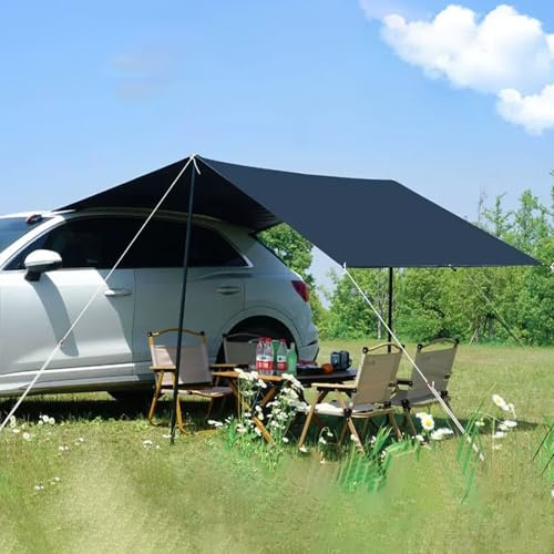 Toldo Lateral para Coche, Toldo Camping Impermeable, Toldo Furgoneta, Tienda de Campaña , Toldo Para Portón Trasero de Coche ,Resistente Al Sol/Agua/Viento, para Autocaravana, Furgoneta, SUV(Small)