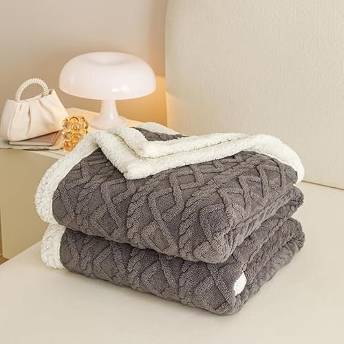 RongRongIN Kuscheldecke 180x200 cm Herbst Winter Flauschig Decke für Bett Sofa Couch – Schwarz Grau, Extra Weich Doppelgesicht Wohndecke Tagesdecke Sofadecke Couchdecke Überwurfdecke Biber Warm