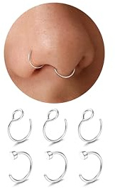 Diamday Piercing Nariz Falso Acero Quirurgico - Piercing Septum Oro Plata Faux Anillo Labial Hélix Cartílago Traog Daith Joyería Corporal 22G/20G/18G 6/8MM