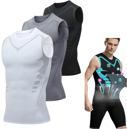 3 Piezas Vitafit Camiseta Reductora, Camiseta de Tirantes Moldeadora de Postura, Chaleco Moldeador para Hombres, Camisa Sin Mangas Cómoda (XXL)