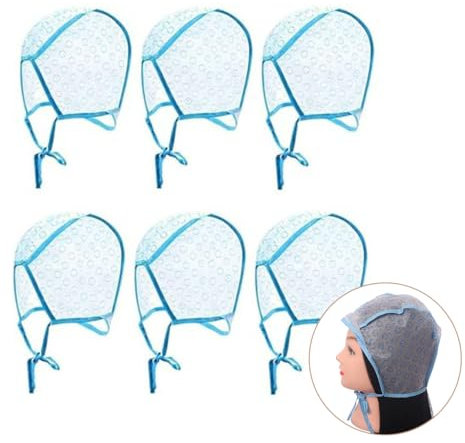 Visxcnu 6 Stück Haarkappe Färbekappe Hervorhebungs-Zuckergusskappe Kunstkippkappe mit Salon DIY Färben von Haaren Friseur Kunststoff-Häkelnadel