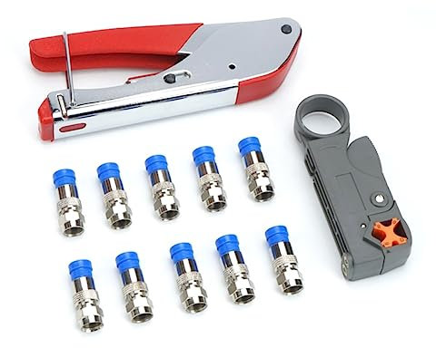 Veemoon Kit De Sertissage De Câbles Coaxiaux Kit De Compression Pour Connecteurs F Rg6/rg59/58 10 Pièces