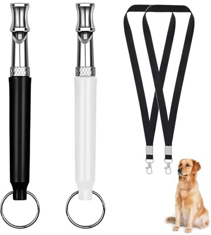 YUGUOLAN 2-Stück Hundepfeife Rückruf, Hundepfeife Hochfrequenz Lautlos, Erziehungshilfen Für Hunde Pfeifen,Hundetraining Hundepfeifen,Hilfsmittel Pfeife Hund Rückruf (Weiß, Schwarz)