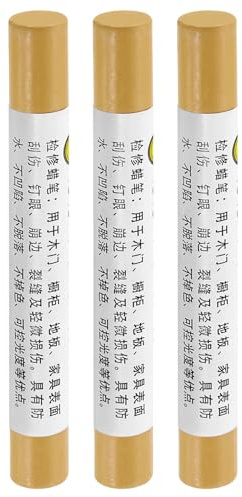 QUARKZMAN Matite Per Riparare Mobili, 3 Pz - Bastoncini Di Cera Per Legno, Pennarelli Per Ritocchi Mobili - Per Graffi Buchi Tavoli Scrivanie Pavimenti In Legno Coperture, Golden Oak