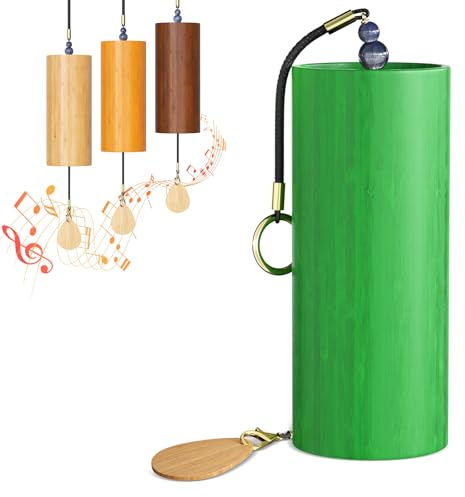 Windspiel, Bambus-Meditationsspiel für den Außenbereich, Zen, Windglocke für Heimdekoration, Yoga, tiefe Klangheilungsinstrumente, Glockenspiel (grün)