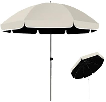 Strandschirm 3 m, verstellbarer Terrassenschirm mit 45° Neigung, runder Marktschirm für Garten & Outdoor, Sonnenschutz in Beige, perfekt für Sommergenuss