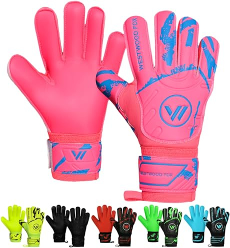 WESTWOOD FOX målvaktshandskar, fingerskydd fotboll målvaktshandskar för barn, ungdomar, vuxna, tungt grepp palm Dumbo latex 4 + 3 mm, handledsstöd