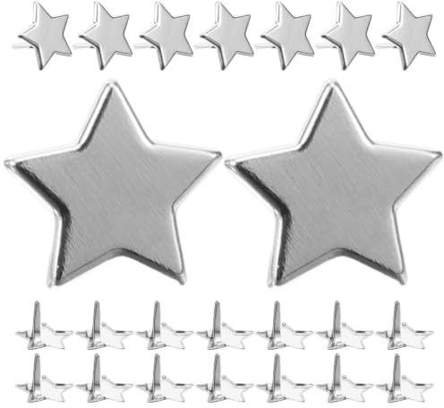 Angoily Mini Brads Silber 100 Stück - Sterne Brads zum Basteln Scrapbook | Dekorative Metall Sterne für Scrapbooking, Kleine Zwei Fuß Klammern Bastelzubehör, Fünfeckige Bastelzeug für Büro & Schule