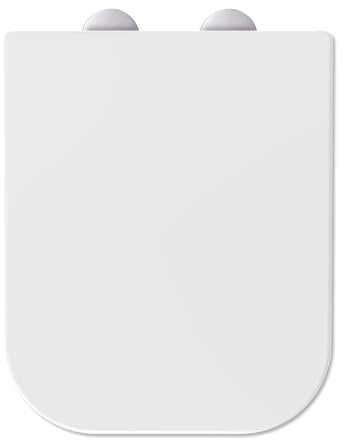 MASS DYNAMIC Square Toilet Seat Features Soft-Close, White Loo Seat with One-Button Quick Release for Hassle-Free Cleaning, Top Fixing Adjustable Hinges - Pakc of 2