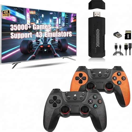 X2 Pro Game Console, Built-in 30000+ Games, 4K Retro Games Console 30+ Emulators, Plug and Play Emulator Video Game Stick for TV, with 2.4G Wireless Controller