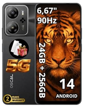 OSCAL Tiger 13 Smartphone 5G, 24Go + 256Go/2To TF, Téléphone Renforcé IP68/IP69K, Écran 6,67″ FHD+, Caméra 50MP, Batterie 10000 mAh, Double SIM/NFC/GPS/Android, 2 Ans Garantie, Ouragan Noir