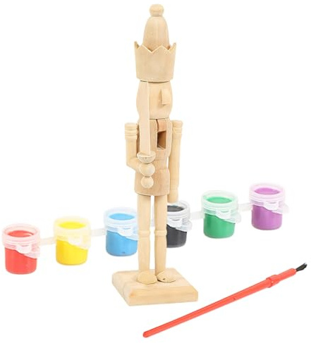 Nixiara Schiaccianoci incompiuti da dipingere, 17,8 cm, in legno, decorazione natalizia da scrivania, per bambini, adolescenti, artigiani, insegnanti, decoratori, famiglia, bomboniere, progetti