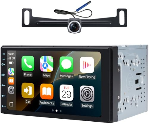 AINAVI 7 2+32G Android Double Din Car Radio Stereo CarPlay/Android Auto, 48B EQ&DSP, 4.1-Channel, Outputs 240W, SWC/Bluetooth/AM/FM (with Backup Camera)