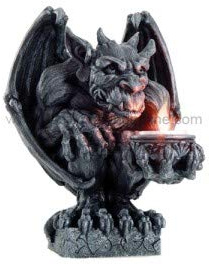 Pacific Giftware PTC 8.5 Inch Gargoyle Figurine Cold Cast Resin Candle Holder, Gray Color
