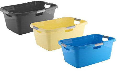 axentia Wäschekorb Ergonomic für Schmutzwäsche, 40l - Kunststoff-Wäschewanne stapelbar - Plastik-Wanne als Wäschesammler & Wäschesortierer