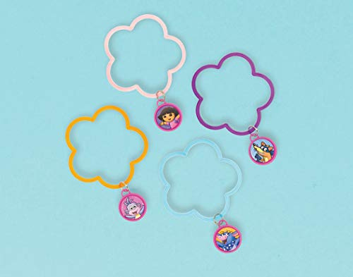 Amscan Colorful Dora The Explorer Birthday Party Bracelet with Charm Favor (1 Piece), Pink/Purple/Cyan/Orange, 2 3/4