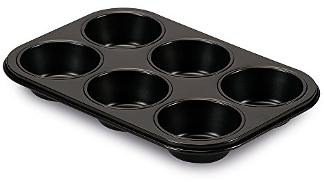 Guardini Gardenia, Backform für 6 Muffins 18,5x27 cm, Stahl mit Antihaftbeschichtung, Farbe Schwarz