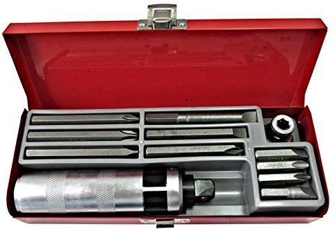 BES 312 – Lotto di 12 testine per cacciavite a percussione reversibile, in acciaio vanadio