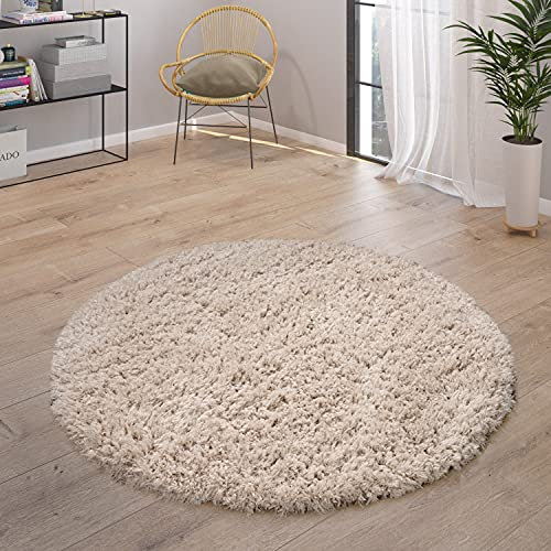Paco Home Deep-Pile Rug Cuddly Modern Shaggy Flokati Style Cosy Plain In Beige, Size:120x160 cm