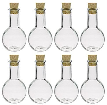 hocz Glasflaschen Set mit Press-korken | 8/12 teilig | Füllmenge 100 ml | Tulipano Korkverschluss Likörflasche Ölflasche Glasflasche (8 Stück)