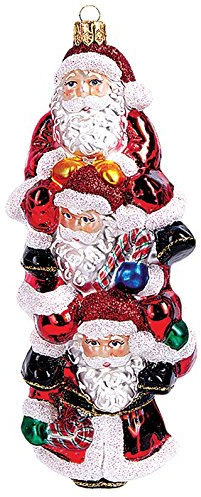 Unbekannt Christbaumschmuck Figuren Weihnachtsmänner Weihnachtskugeln Weihnachtsbaumschmuck Christbaumkugeln Deko Glas (3 Weihnachtsmänner 15cm)
