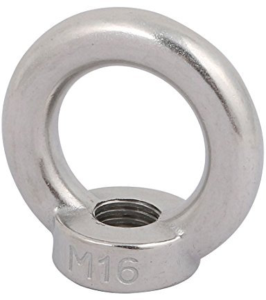 sourcing map Ringmutter M16 Innengewinde 304 Edelstahl runde Form für Seilbeschlag