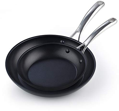 Cooks Standard 02618 Set di 2 padelle antiaderenti anodizzate dure per frittata, in alluminio, colore nero, 20 e 26 cm