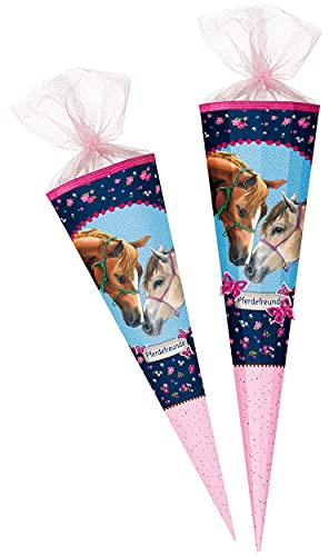 3D Effekt - Schmetterlinge ! - Schultüte - Pferdefreunde - Pferd & Schmetterling - 85 cm - 12 eckig - Organza - Tüllabschluß - Zuckertüte - Nestler - Mädchen..