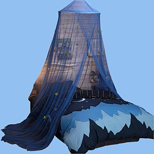 Round Dome Betthimmel mit Blue Stars Kinder Moskitonetz mit Geeignet für Jungen, Mädchen, Kid Einzelbett, Studentenwohnheim