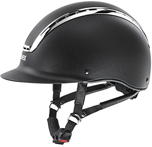uvex suxxeed Chrome - robuster Reithelm für Damen und Herren - individuelle Größenanpassung - optimale Belüftung - Black matt-Silver - 55-56 cm