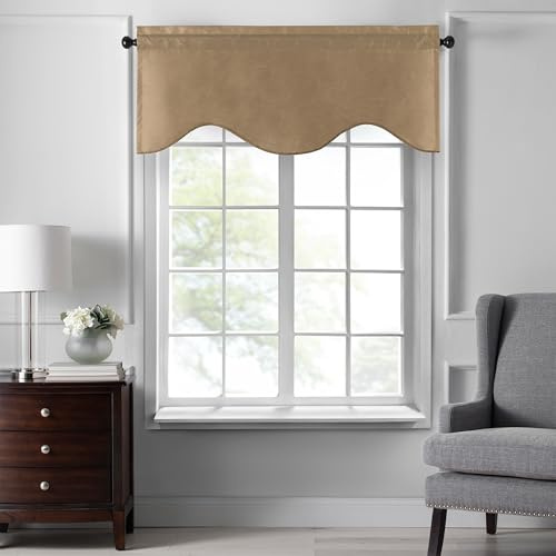 Elrene Home Fashions Colette - Mantovana per finestra smerlata in finta seta, 127 x 53 cm, mantovana smerlata, colore: oro