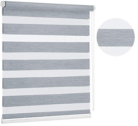 Premium Dark Grey Day and Night Zebra Window Roller blind, 17 width sizes,200cm drop, 45cm (17.7) Wide