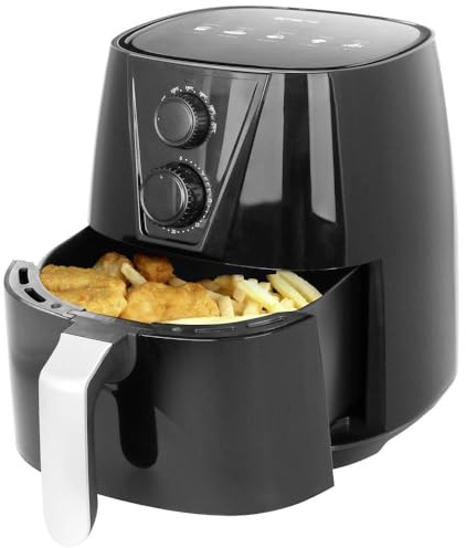 Emerio AF-126667 SmartFryer, AirFryer, Heißluftfritteuse, Frittieren mit heißer Luft ohne zusätzliches Öl, XL, 3.8 Liter Volumen, Cool Touch, BPA frei, schnelle Aufheizung, 1450 Watt Schwarz
