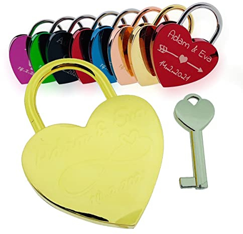 Liebesschloss mit Gravur, Vorhängeschloss Schloss, Romantisches Geschenk für Frau Mann Freund Freundin zum Valentinstag, Hochzeit, Hochzeitstag, Pärchen Liebesgeschenke Jahrestag
