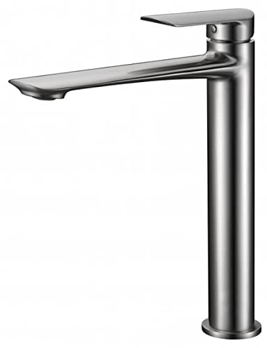 IMEX tvättställsblandare med hög pip enkelt handtag badrumsblandare - högt handfat kran - borstad nickel BDG040-3NQ