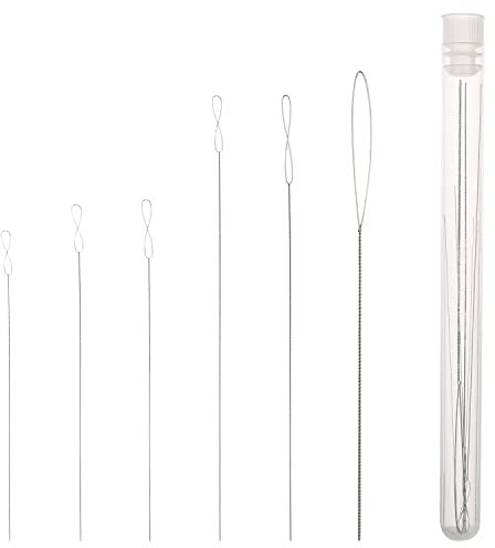 Perlennadeln 6 Stück Beed Nadeln 6 Größen Perlennadeln zum Auffädeln von Perlen mit ein Nadel Flasche für Handwerk Schmuck Herstellung Perle Nadel Set