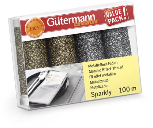 Gütermann Nähfaden-Set Sparkly 4x100m – Effektgarn für kreative Nähprojekte