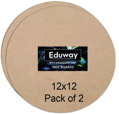 Eduway Hoja redonda de tablero MDF de 12 pulgadas (paquete de 2) para arte y manualidades, rodajas de madera redondas sin terminar de 4 mm para pintura de resina, manualidades, arte, pirografía,