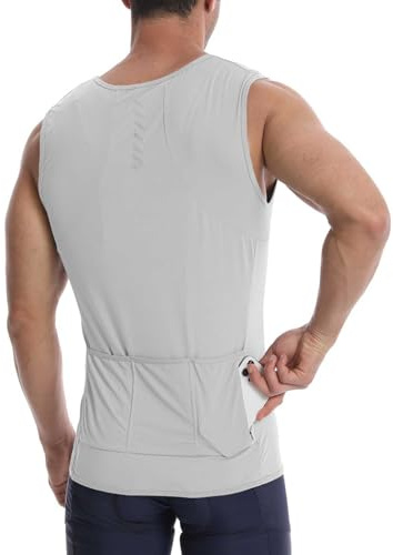 Lo.gas Rennrad Trikot Herren Ärmellos Radtrikot – Angenehm kühlend leicht Fahrradtrikot mit Taschen für Radsport und Training – Elfenbein Weiß, L