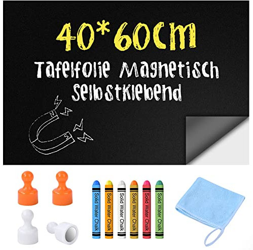 chalkboard Paper, 40cm x 60cm magnetic Film, Thick Self-Adhesive Magnetic Chalkboard Sticker Large Dry-Erase Board with Chalks