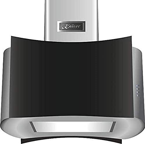 Kaiser AI 7418 Eco Campana extractora isla 70 cm, acero inoxidable y vidrio negro, 1250 m3/h, campana extractora, techo, mando a distancia, pantalla, campana, temporizador, kit de recirculación,