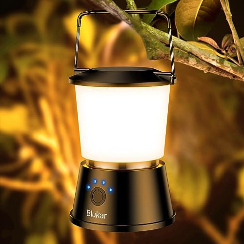 Blukar Camping Lantern Rechargeable, Camping Lights Lamp for Tent, Long Battery Life 5 Light Modes Super Bright LED Outdoor Hanging Tent Lamp for Emergency, Fishing, Hiking etc.