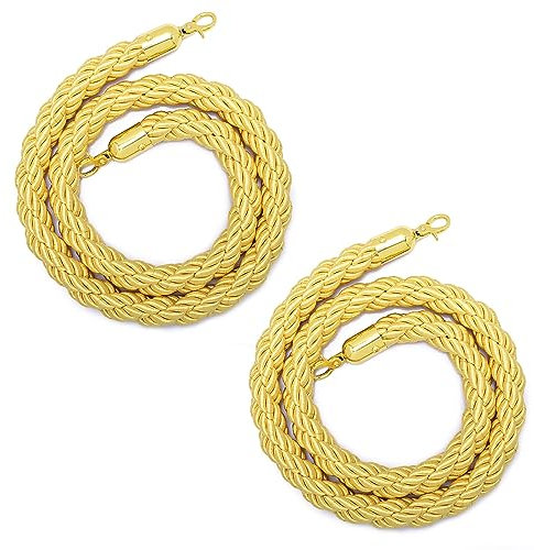 Absperrseil Stützen-Hanfseil/Sicherheitsabsperrseile Gedreht For Kinos, Hotels/Restaurants/Veranstaltungen VIP-Hanfseil Orange Gelb Blau, 2 Stück Sicherheitsabsperrung Mit 4 Haken ( Color : Yellow , S