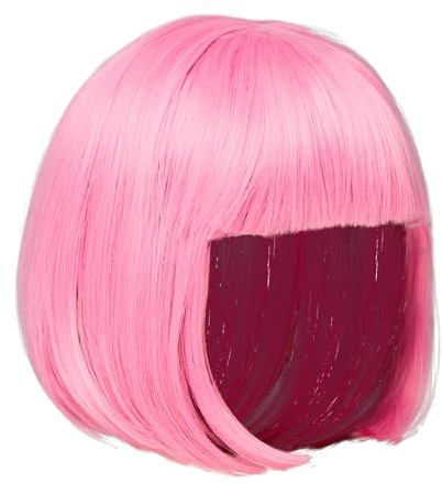 TrendandStylez Bob Perücke unisex, pink, Pagenkopf mit Pony, Damen und Herren Kunsthaar, Wig für Karneval, Fasching, Cosplay