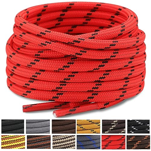 Stepace Rund Schnürsenkel 2 Paar Reißfest Schuhbänder für Wanderschuhe | Robuste Schuhbänder, Punkt- oder Streifenstruktur, 4–4,5 mm Durchmesser, 70–180 cm Länge für Trekkingschuhe und Arbeitsschuhe